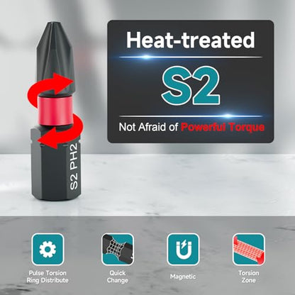 30Pcs Screwdriver Bit Set, S2 Steel Impact Bits - style: 30Pcs Screwdriver Bits Set