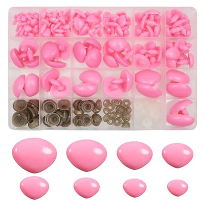 TOAOB 114pcs Pink Safety Noses for Amigurumis Plastic Animals Safety Noses - color: Pink