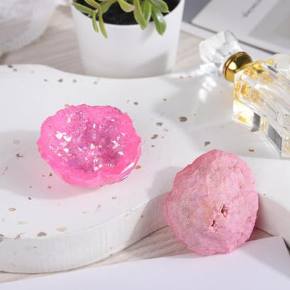 moonsix Pack of 2 Titanium Coated Angel Aura Quartz Geode, Pink - color: Pink