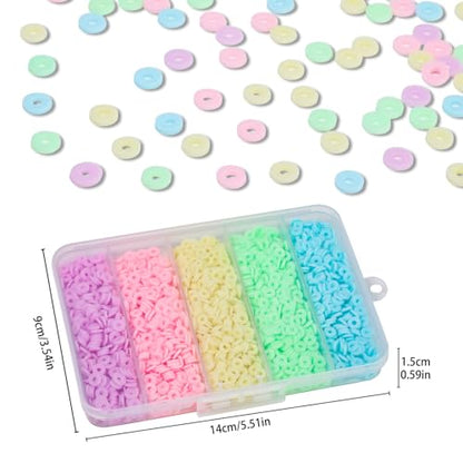 3500pcs Pastel Clay Beads for Bracelets Making 6mm Heishi Beads Polymer Flat Round Disc Clay for Jewelry Making Gradient Pastel Color Bead Crafts - color: Pastel