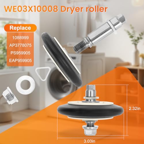 Dryer Repair Kit Compatible with ge Dryers Includes 4 PCS WE03X10008 Dryer Drum Roller WE12X10011 Dryer Belt and WE12X10013 Idler Pulley Assembly,Note the Incompatible Models in Figure 6