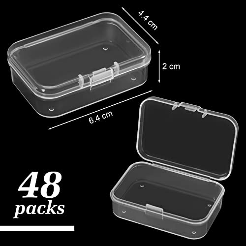 SATINIOR 48 Packs Clear Small Plastic Containers Transparent Storage Box with Hinged Lid for Small Items Crafts Jewelry (2.52 x 1.73 x 0.79 Inches) (CH-SATINIOR-423619) - size: 2.52 x 1.73 x 0.79 in