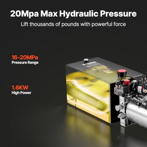 VEVOR 10 Quart Hydraulic Pump DC 12V 1.6KW Double Acting Dump Trailer Pump - size: 10 Quart, style: Double Acting