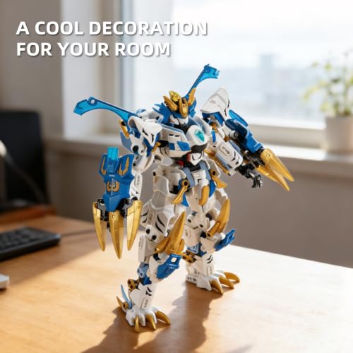 TIALLOW White Tiger Mech Building Block Set, 2 in 1 Transforming Robot Toy - style: White Tiger