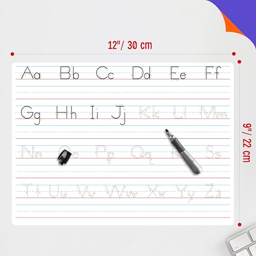 8 Packs Alphabet & Number Whiteboards, Double Sided Dry Erase Board Letters Numbers Tracing Writable and Erasable Handwriting Board for Kids, Students, Classroom and Home (Each Measures 12” x 9”) - color: Alphabet & Number Whiteboards