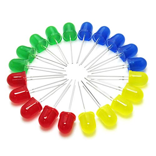 Gikfun 10mm LED Emitting Diodes Light Lamp Diffused F10 Round for Arduino, ESP32, Raspberry Pi, DIY Electronics Red/Yellow/Blue/Green (Pack of 20pcs) AE1258 - size: 20 Count (Pack of 1)