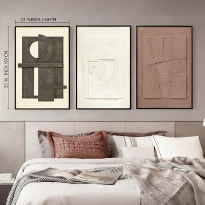 Zessonic 3D Textured Neutral Abstract Sandstone Framed Wall Art, 16"x24"x3 - color: 3D Textured, size: 16" x 24" x 3 Panels Framed