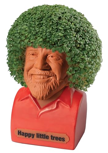 Chia Pet Bob Ross Red Shirt Terracotta Planter with Seed Pack - style: Bob Ross with Red Shirt