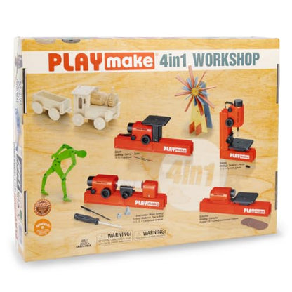 PLAYMAKE 4 in 1 Creative Workshop Safe for Children 5+ for Wood & Cardboard