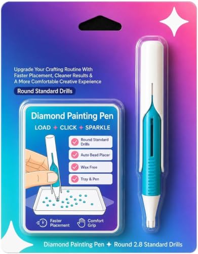 Automatic Diamond Painting Bead Dispenser for 2.8mm Round Drills, No Wax Needed Art Pen, Ergonomic Diamond Painting Pen for Tools and Diamond Art Accessories Set - color: Blue