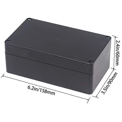 Junction Box, Zulkit Project Box IP65 Waterproof Outdoor Box ABS Plastic Electrical Boxes Electronic Enclosure Black 6.22 x 3.54 x 2.36 inch (158 x 90 x 60mm) - size: 6.22'' x 3.54'' x 2.36''(Pack of 1)