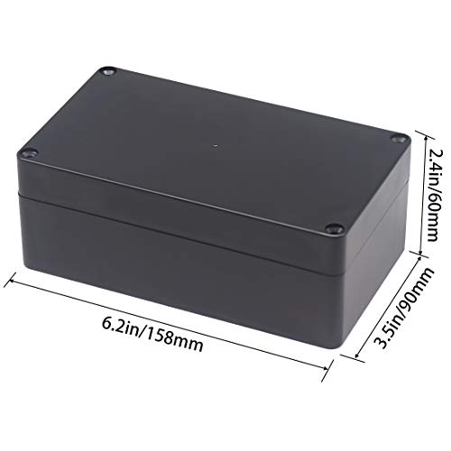Junction Box, Zulkit Project Box IP65 Waterproof Outdoor Box ABS Plastic Electrical Boxes Electronic Enclosure Black 6.22 x 3.54 x 2.36 inch (158 x 90 x 60mm) - size: 6.22'' x 3.54'' x 2.36''(Pack of 1)