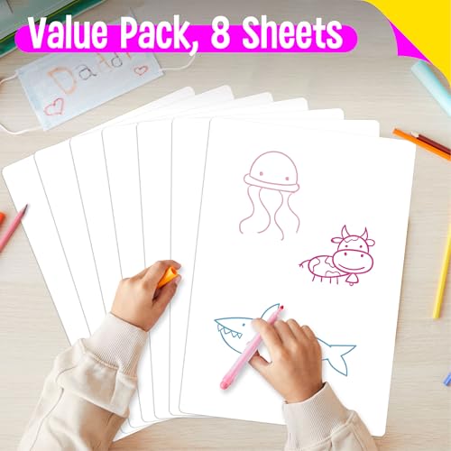 8 Packs Small Whiteboards, Double Sided Dry Erase Blank Board, Writable and Erasable White Board for Office, Home, Classroom, Math, Drawing (Each Measures 12” x 9”) - color: Whiteboards