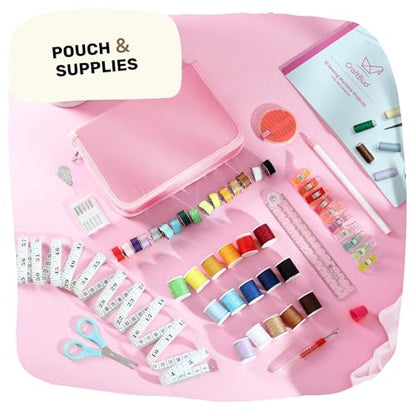 CraftBud Mini Sewing Machine for Beginners, Adults and Kids Sewing Machine - color: Pink, size: Premium Set