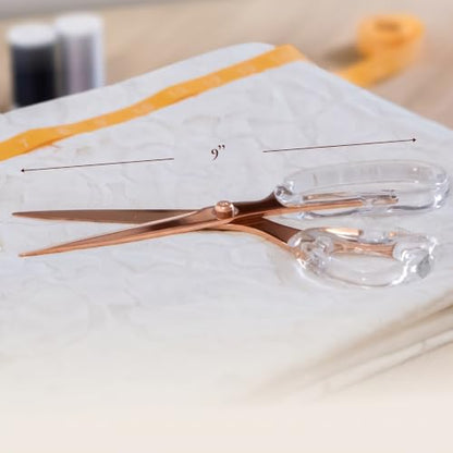OfficeGoods 9” Stainless Steel Acrylic Scissors, Clear with Rose Gold Metal - color: Clear With Rose Gold Metal
