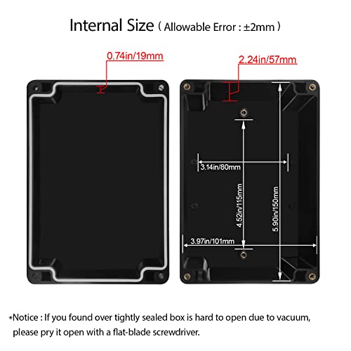 LeMotech Electrical Box ABS Plastic Project Box IP65 Waterproof Junction Box Project Case Universal Enclosure for Electronics Black 6.2X 4.2X 3.4 inch (160x110x90mm)（Pack of 1 - color: Black (1 pack), size: 6.2" x 4.2" x 3.4"