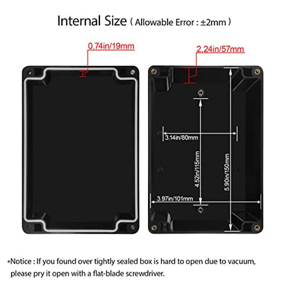 LeMotech Electrical Box ABS Plastic Project Box IP65 Waterproof Junction Box Project Case Universal Enclosure for Electronics Black 6.2X 4.2X 3.4 inch (160x110x90mm)（Pack of 1 - color: Black (1 pack), size: 6.2" x 4.2" x 3.4"