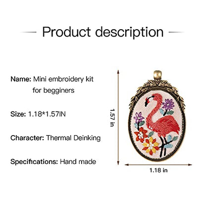ZOCONE 6 Packs Embroidery Necklace Kit, Embroidery Pendant Kit Mini Cross Stitch Kit with 4 Hoops, Necklace, Pendant, Stamped Pattern Cloth, Instructions, etc., Embroidery Kit for Adults - color: 6 Packs-H
