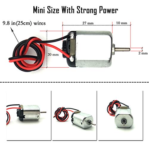 EUDAX 15 Pcs Rectangular DC Motor Mini Electric Motor 1.5-3V 24000RPM with 9.8" Lead Wires with Motor Mounting Bracket Holder for DIY Toys