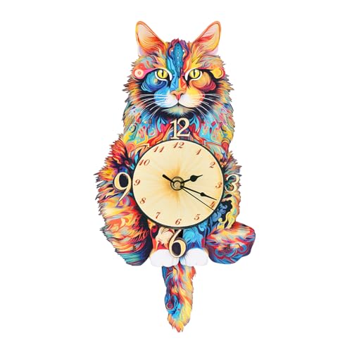 KAAYEE 3D Puzzles for Adults Maine Coon Clock Cat Wooden Puzzle DIY Craft - color: Maine Coon Clock