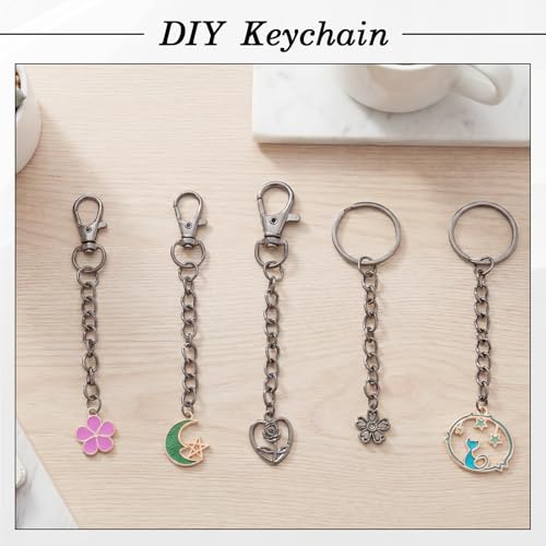 1130Pcs Keychain Making Kit, Jump Rings & Clasps Set, Black - color: Black
