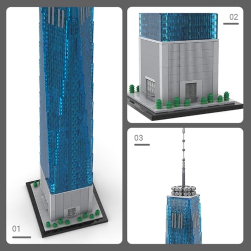 1 World Trade Center Building Blocks Set for Adults, 3153PCS MOC-159549 1/800 World Famous Landmark Street Scene Building Bricks Set, DIY New York Architecture Model Gift - style: 1 World Trade Center