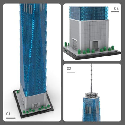 1 World Trade Center Building Blocks Set for Adults, 3153PCS MOC-159549 1/800 World Famous Landmark Street Scene Building Bricks Set, DIY New York Architecture Model Gift - style: 1 World Trade Center