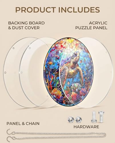 Acrylic Jigsaw Puzzle Suncatcher - Ocean Turtle - color: Ocean Turtle, size: M-8.2in*8.2in