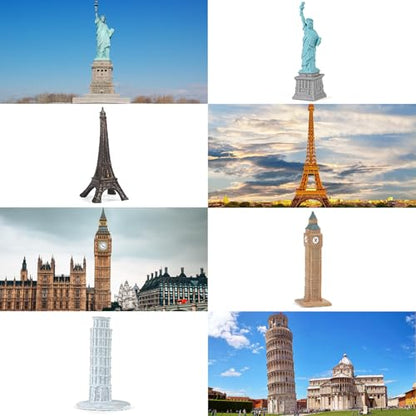 SCAHOW World Famous Building Models for Kids Toddlers 3 4 5 6 7 Years Old, 17pcs Landmark Architecture Toy Figurines,Edcucational Learning Toy Figure for Boys and Girls
