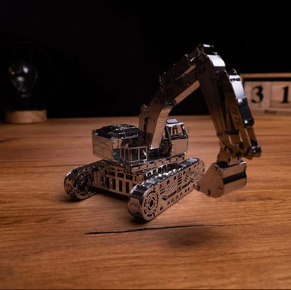 METAL-TIME TIRELESS Digger Excavator, Excavator Model, Metal Hydraulic Excavator Model, 3D Puzzle Building Crafts, Collectible Figurine, Stainless Steel DIY Construction with Toolbox, 100 Pieces.