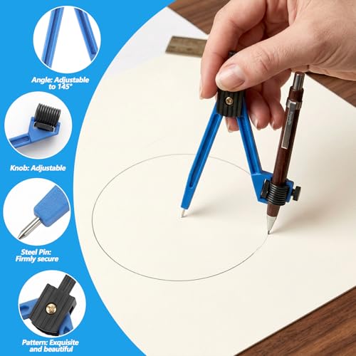 7Pcs Geometry Tool Protractor and Compass Set 12Inch Plastic Ruler