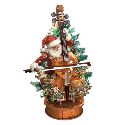 3D Wooden Puzzle Music Box for Adults-Christmas Cello Puzzle - color: Christmas Cello Puzzle