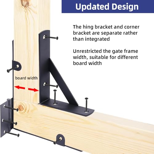 Fence Gate Kit Gate Hardware, 1 Set Anti Sag Gate Kit Heavy Duty No Sag, Anti Twist Gate Frame Corner Brackets Kit Withstand 150 lbs, Gate Hardware Kit for Wood Fence Gate - style: 1 Set