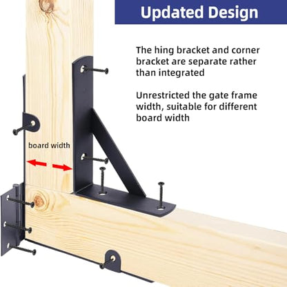 Fence Gate Kit Gate Hardware, 1 Set Anti Sag Gate Kit Heavy Duty No Sag, Anti Twist Gate Frame Corner Brackets Kit Withstand 150 lbs, Gate Hardware Kit for Wood Fence Gate - style: 1 Set