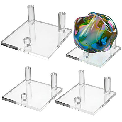 Hipiwe Clear Acrylic Rock Display Stand for Geodes Mineral Agate, Set of 4