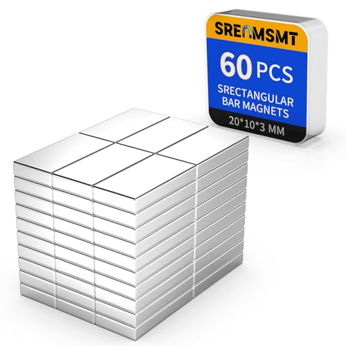 Powerful Neodymium Bar Magnets, 60 Pack Heavy Duty Magnet, 20x10x3 mm - size: 20x10x3 mm, style: 60 Pack