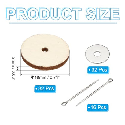 PATIKIL 18mm Doll Joints, 16 Set Removable Cotter Pin Joints Connector and Fiberboard Tray for Bear Limbs Making Head DIY Crafts Accessories - size: 18mm