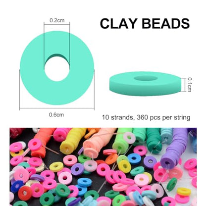 MIIIM 3600 PCS 10 Strands Polymer Clay Beads for Jewelry Making, Vinyl Heishi Beads 6mm for Surfer Bracelets Necklace Making (Mint Green) - color: XG02-Mint Green
