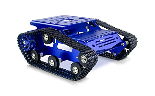 Smart Robot Car Chassis Kit Aluminum Alloy Big Tank Chassis with 2WD Motors for Jetson Nano/Raspberry Pi/Arduino DIY STEM Education Projects and ROS Research (Blue, with DC Motor) - color: Blue