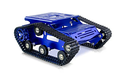 Smart Robot Car Chassis Kit Aluminum Alloy Big Tank Chassis with 2WD Motors for Jetson Nano/Raspberry Pi/Arduino DIY STEM Education Projects and ROS Research (Blue, with DC Motor) - color: Blue
