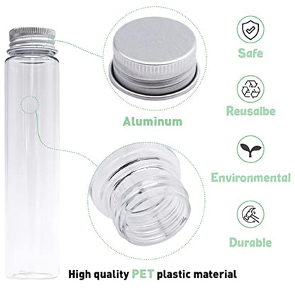 24 Pcs 115ml Test Tubes,Clear Plastic Test Tubes with Caps,Flat-Bottomed Bath Salt Containers for Candy,Gumball Candy,Plant Propagation,Jewelry