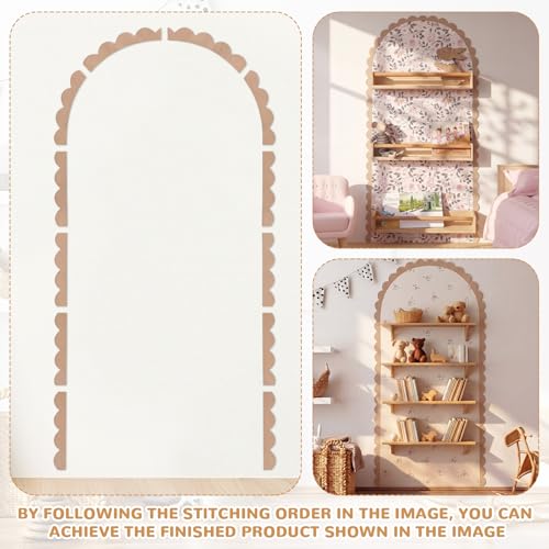 Novabright Unfinished Wood Arch Trim, 72 x 36 Inch, Scalloped - size: 72 x 36 Inch, style: Scalloped