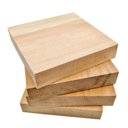 4PCS Unfinished Basswood Blocks for Crafts, Wood Craft Panels for Art, Engraving, Painting, DIY Projects, Chip Carving, Fretwork (3.93 x 3.93 x 0.78 in) - size: 3.93 x 3.93 x 0.78 in