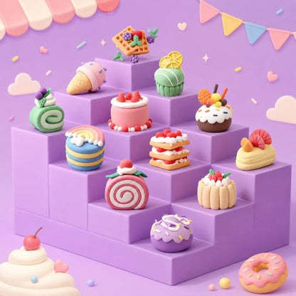 Air Dry Clay Kit -12 Desserts Modeling Clay for Kids Arts and Crafts - color: #06Purple- Dessert House