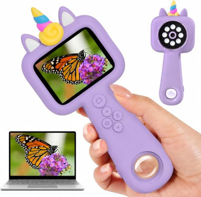 2.4" Screen Kids Microscope, 4K Handheld Digital Microscope - color: Purple