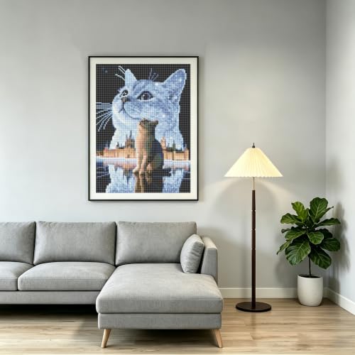 Cat Diamond Painting Kit for Adults, Round Full Drill Gem Art 12x16In - color: YP121
