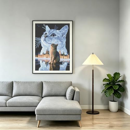Cat Diamond Painting Kit for Adults, Round Full Drill Gem Art 12x16In - color: YP121