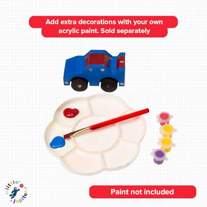 Little Jupiter DIY Wooden Kits w/Stickers - Building Kit - Stem Building Toys - Wood Crafts - Woodworking Kit - Wood Building for Ages 4-7 Yrs (Race Car) - size: Closed Wheel Race Car