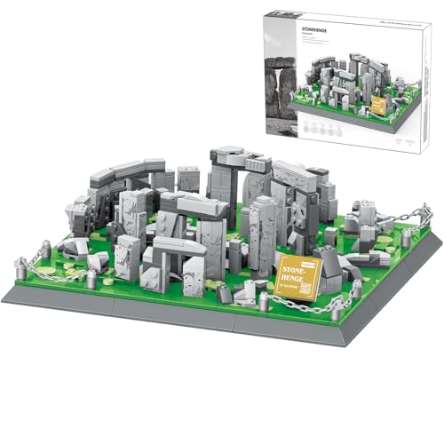 Stonehenge Building Block Set 753 Pcs World Famous Architecture Model Kit for Adults & Teens Historical England Landmark Construction Project Home Office Desk Decor Display Gift - color: Grey