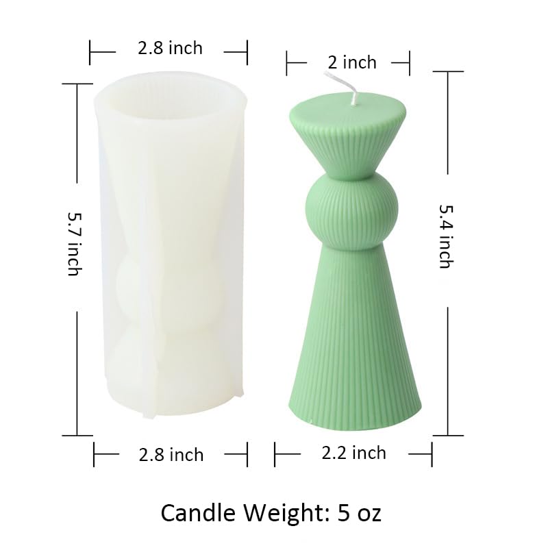 Hourglass Geometric Pillar Silicone Candle Mold Wax Striped Column Mould - size: Hourglass S